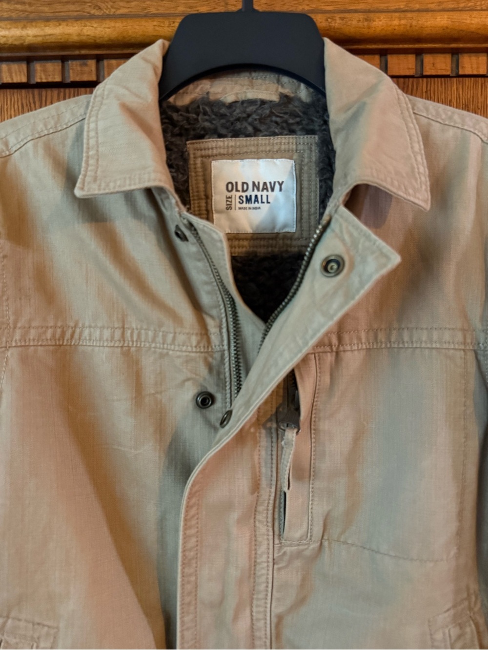 Old Navy Tan Sherpa-Lined Utility Jacket | Small